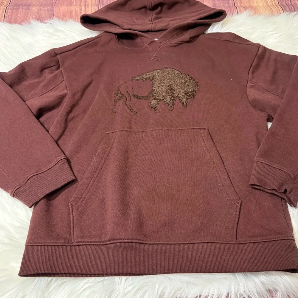 Cat & Jack Brown Buffalo Graphic Pullover Hoodie - Boys Size Small (6/7)